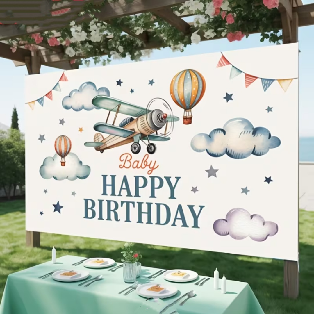 Airplane Theme Children Birthd - Car Accessories Banner 评论和价格