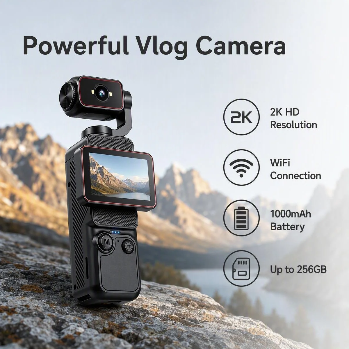 2K Pocket Handheld Vlog Camera - Car Accessories Online 评论和价格