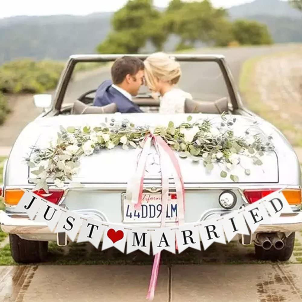 JUST MARRIED Wedding Banner Se - Car Accessories Banner 评论和价格